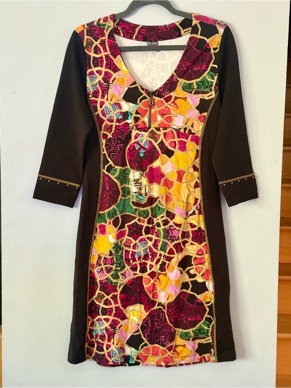 Dolcezza Simply Art Dress Blessing With Rings Merav Sudaey Zip V-Neck Stretch